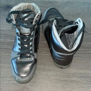 Lacrosse Pewter metallic Leather High-Top Sneakers